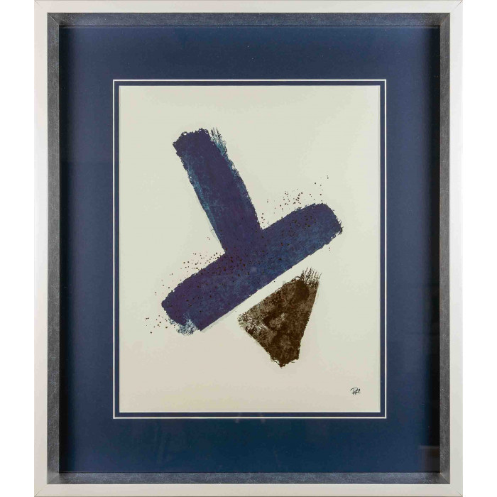 Cuadro Arrow de estilo abstracto en tonos azules enmarcado