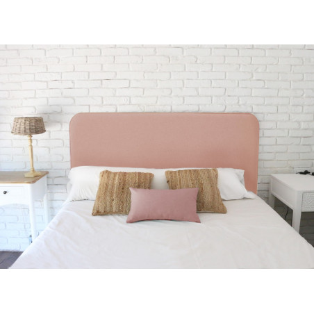 Dormitorio con cabecero tapizado en tejido Linetex, color Cuarzo. Serie A