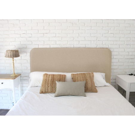 Dormitorio con cabecero tapizado en tejido Linetex, color Natural. Serie A