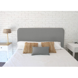 Dormitorio con cabecero tapizado en tejido Linetex, color Plata. Serie A