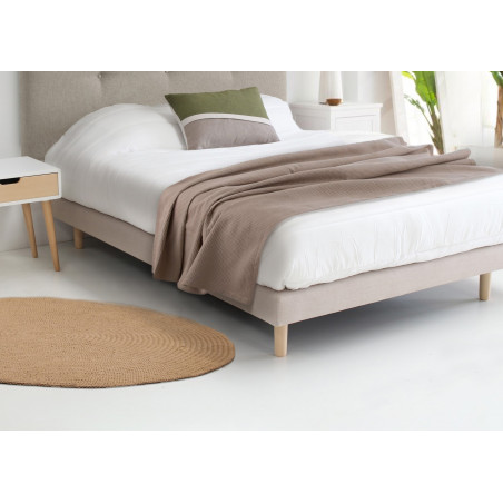 Base para cama tapizada, en tejido Linetex color Natural. Serie A.